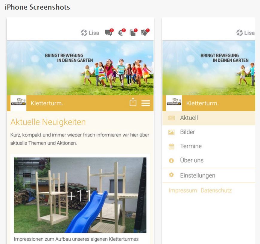 Kletterturm-App-Screenshot