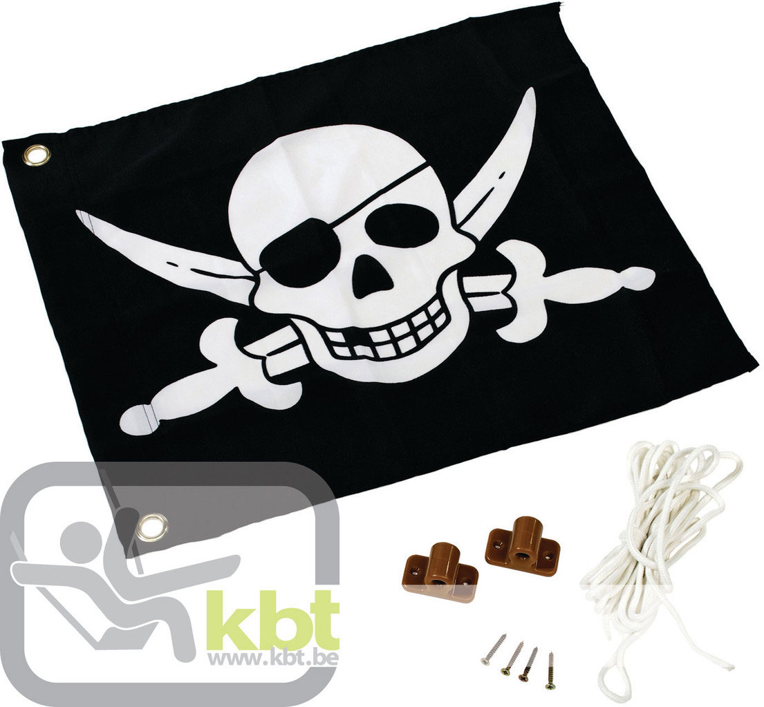 witterungsbeständige Spielzeugfahne zum Hissen Piratenflagge mit Hiss-System 